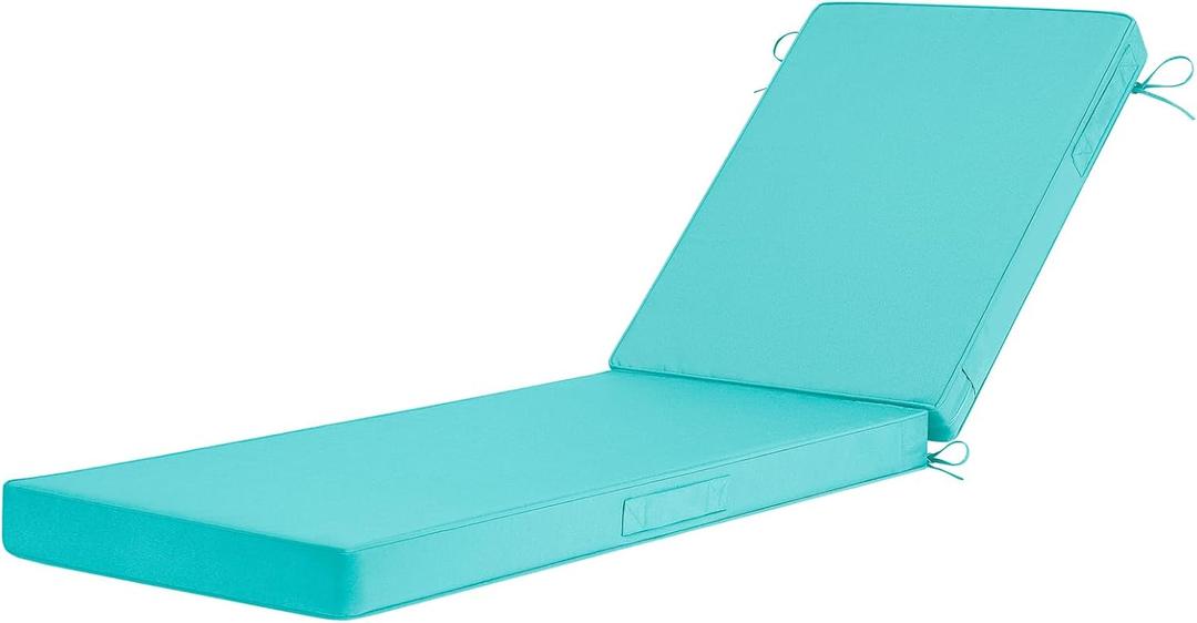 Basic Beyond Chaise Lounge Cushions Outdoor, 3-Layer Waterproof Outdoor Furniture Cushions with Removable Cover and 4 Ties, 72"x21"x3" Patio Lounge Chair Cushions for Outdoor Furniture, Teal