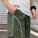 Boys Y2K Striped Athletic Shorts with Drawstring and Pockets for Streetwear,Skateboard and Casual 6-14 Years
