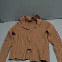 ZAFUL Women's Zip Up Sweater Long Sleeve Polo V Neck Ribbed Knit Slim Cropped Sweater Pullover Jumper Tops (1-Camel, S)
