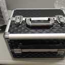Stagiant Rolling Makeup Case Cosmetology Case on Wheels 4 in 1 Large Cosmetic Organizer Train Case Makeup Travel Case with Key Swivel Wheels Nail Artist Salon Storage Traveling Cart Trunk Black