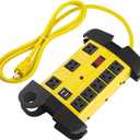 Heavy Duty Power Strip with USB, Workshop 8 Outlet Surge Protector 2700 Joules, Industrial Metal 15Amp Power Strip, 6FT Extension Cord and Wide Spaced. Yellow