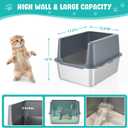 Litter Box with Lid, Stainless Steel Cat Litter Box, 12" Small Metal Litter Box for Kittens, Grey
