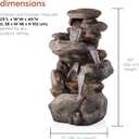 Alpine Corporation | 40" 4-Tier Rock Floor Fountain with Cascading Water & White LED Lights, Tranquil Outdoor Water Feature for Garden, Patio, Yard & Deck, Light Gray, 23"L x 18"W x 40"H