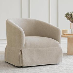 Swivel Accent Chair, 360 Degree Performance Fabric Armchair Modern Barrel Chairs Armchair for Living Room Bedroom Home and Office,Taupe (Single)