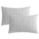 JELLYMONI Pillowcases Standard Size Light Grey 2 Pack Boho Striped Bed Pillow Covers 20x26in Polyester Envelope Pillow Shams Tufted Bohemian Textured (Pillows are not Included)