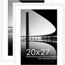 PEALSN 20x27 Picture Frame Set of 2, Display Pictures 16 x 24 with Mat or 20 x 27 Without Mat for Wall Mounting Display, Poster Frames, White