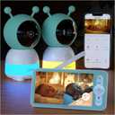 BOIFUN 2K Split-Screen 5 Inch Wi-Fi Baby Monitor With 2 Cameras, Colorful Night Light, AI Motion & Sound & Humidity & Temp Detection, Auto Tracking Via Smartphone App And Monitor Control, Night Vision