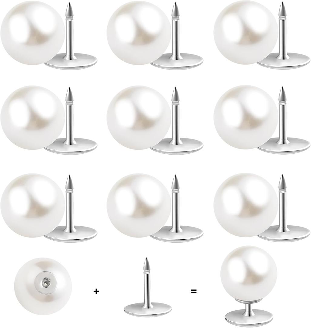 10 Sets Pearl Buttons No Sew Buttons Pearl Brooch Pins Fixed Pins No Tool Removable Reusable for Shirt Blouse Dress Sweater Shawl,for Women (10mm)