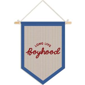Wheatwin Long Live Boyhood Pennant Flag Banner, Boys Room Decor, Vintage Playroom Wall Decor for Kids Boys Toddler Nursery Bedroom Playroom 15x11 Inch