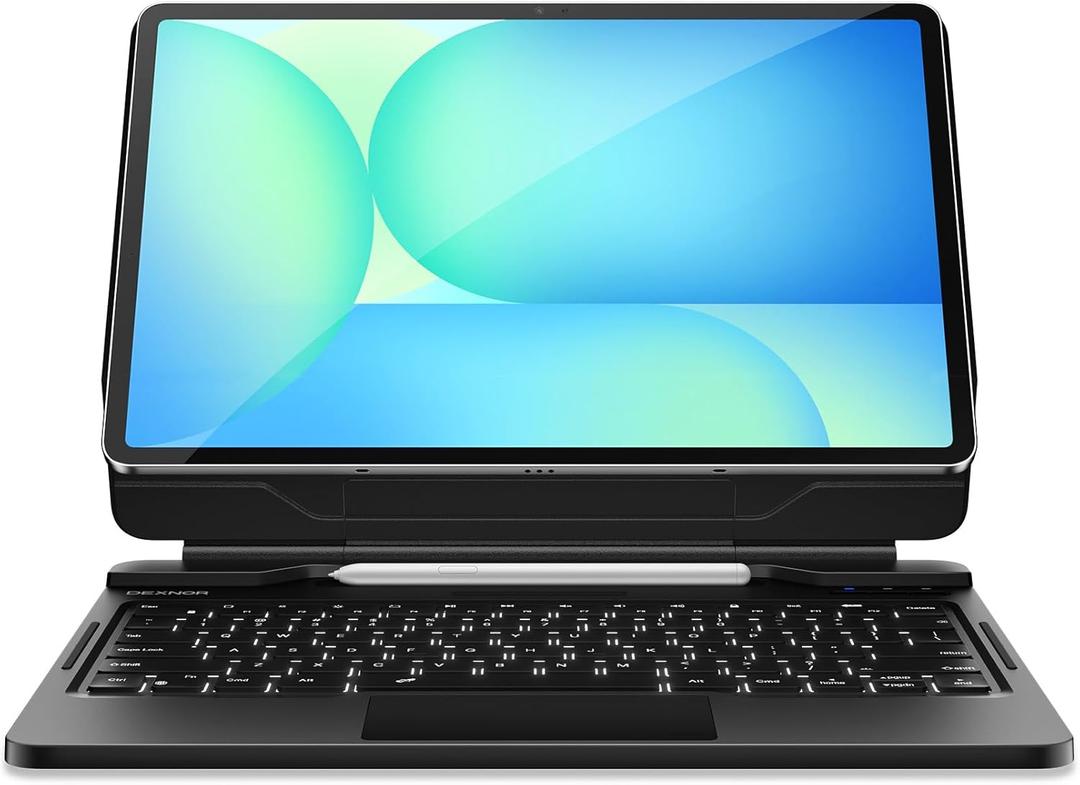 Dexnor for Samsung Galaxy Tab S10 FE+ Plus Case with Keyboard 13.1" Floating Cantilever Magnetic Stand Multi-Touch Trackpad Dual Bluetooth Multi-Device Connection Backlit Keyboard S Pen Holder - Black