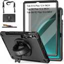 Case for Galaxy Tab S10 Plus/ S9 FE Plus/ S9 Plus 12.4 INCH: TPU Cover for Samsung Tablet Tab S10+/ S9 FE+/ S9 + 12.4" 5G W/ Screen Protector - Stand- Handle- Shoulder Strap- S-Pen Holder- Black