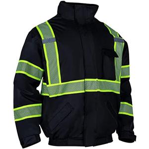 VENDACE Hi Vis Reflective Safety Winter Jackets for Men Polar Fleece Lining ANSI Class 1 High Visibility Jacket Black (Black,L)