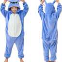 FFNXKLDZSW NXLYDZSW Unisex Kids Cosplay Costumes,Flannel Animal Onesie Sleepwear Costumes for Girl (4-6 Years, Blue)