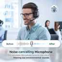 COSMUSIS Trucker Bluetooth Headset, Wireless Headsets with Noise Cancelling Microphone, Long Battery Life Bluetooth Headphones with Detachable Earpad/Single+Dual Mode for Office/Driving/Home