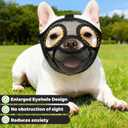French Bulldog Muzzle, Soft Mesh Short Snout Muzzle with Mouth Opening & Enlarged Eye Holes, Allows Panting, Drinking & Feeding, Prevents Biting for Shih Tzu Pug English Bulldog(S,Black)