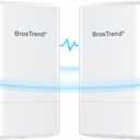 BrosTrend 5GHz 867Mbps WiFi Bridge Point to Point Outdoor, 1KM Wireless Internet Network Bridge, Plug & Play, Long Range PtP PtMP, Passive PoE Injector, work with Starlink, Extend Network to Buildings