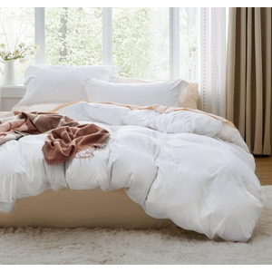 Bedsure White Oversized Queen Duvet Cover - 3 Pieces Prewashed Cotton-Like Extra Soft Bedding Set, Includes 1 Duvet Cover 98x98 Inches with Zipper Closure & 2 Pillow Shams, Comforter Not Included