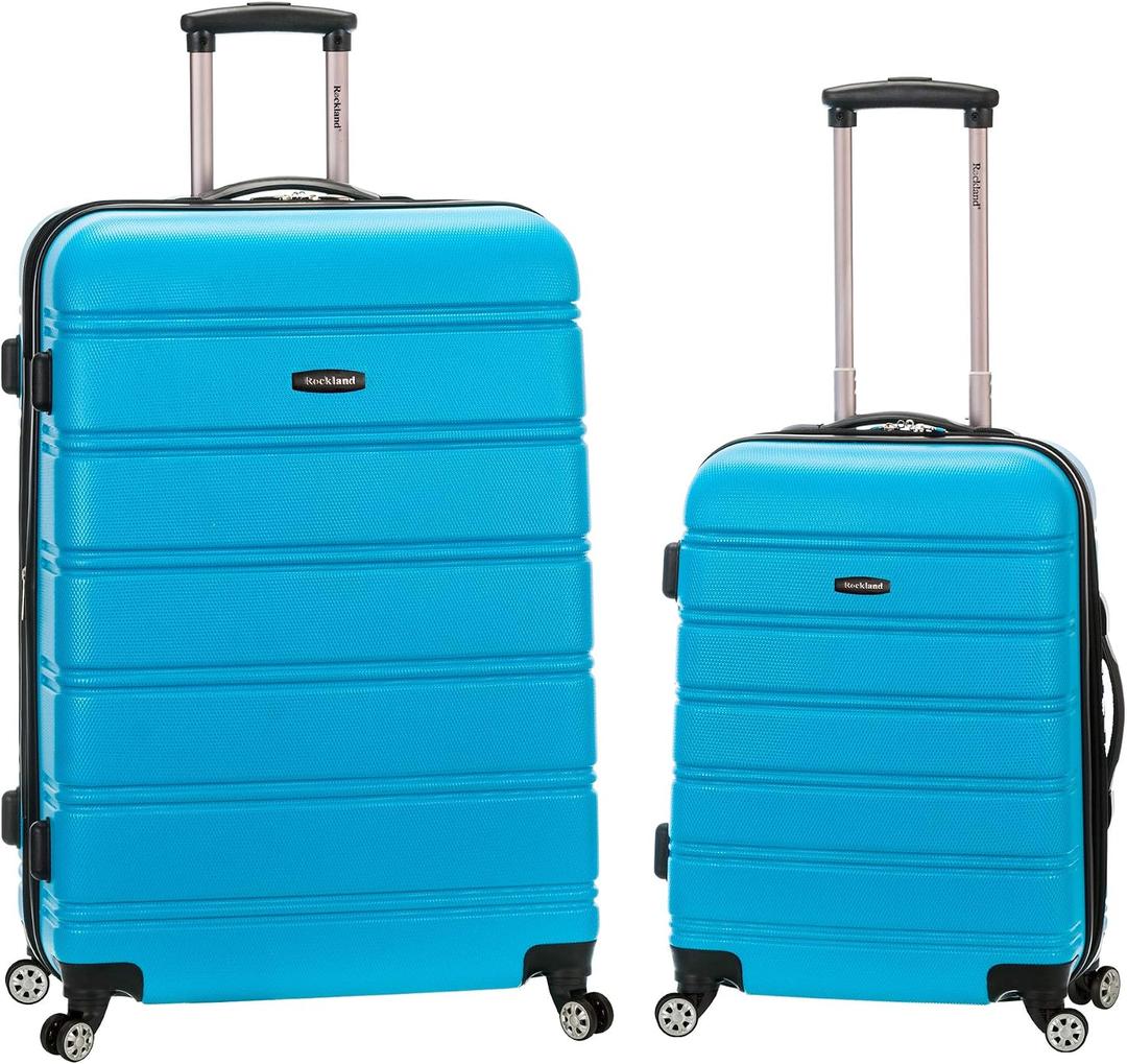 Rockland Melbourne Hardside Expandable Spinner Wheel Luggage, Turquoise, 2 Piece (20"/28")