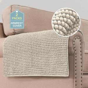 H.VERSAILTEX Plush Chenille Couch Armrest Cover 2 Packs Thick and Soft Sofa Covers Furniture Protector Cover for Pets (27.5" x 27.5", Island Fossi)