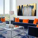 MLART99 Gold Foil Dark Blue Wall Decor Abstract Wall Art Modern Pictures for Living Room Bedroom Dining Room office Home Wall Decor, 24"x 48"