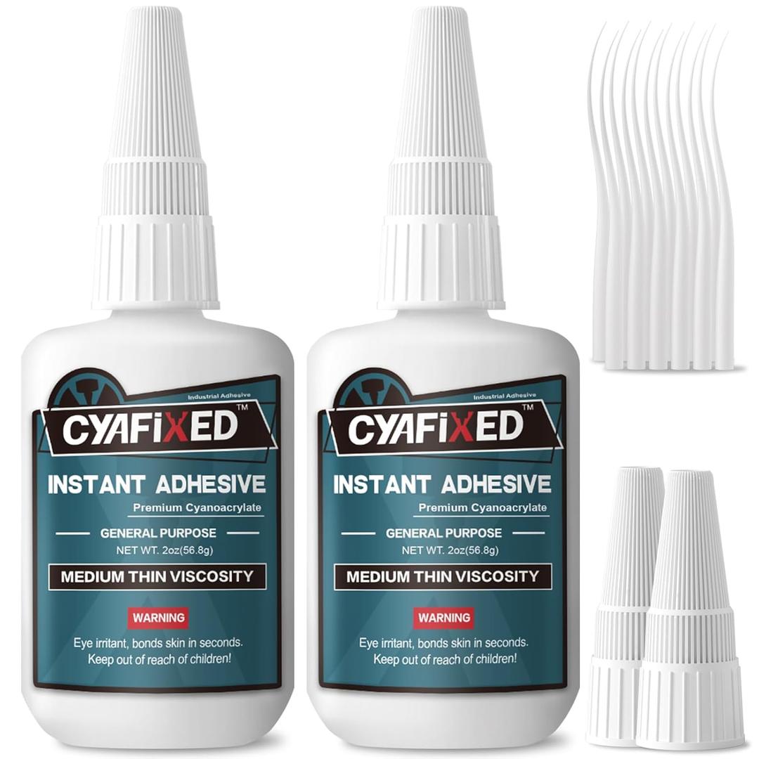 CYAFIXED Super Glue, CA Glue General Purpose, Industrial Grade Instant Adhesive 4 oz, Medium Thin Viscosity Cyanoacrylate Adhesive, Welding Glue for Metal, Glass, Magnet, Plastic & Rubber, Clear