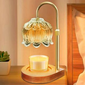 Electric Lamp Candle Warmer with Timer - Dimmable Candle Warmer Lamp, Gifts for Birthdays Valentine's Day, Flower Wax Warmer Candle Lamp for Home Decor, Farmhouse, Clear