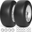 11x4.00-5 Lawn Mower Tires Flat Free, Zero Turn Mower Front Tires, 11x4-5 Solid Mower Wheel for Residential and Commercial, 3/4" and 5/8" Bearing, 3.4"-5" Center Hub, 2Pack Gray, 350Lbs