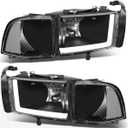 PM PERFORMOTOR LED DRL Black Housing Clear Corner Headlights With LED DRL Compatible with 94-01 Ram 1500/94-02 Ram 2500 3500, PMHL-DRAM-9401-LB-BC