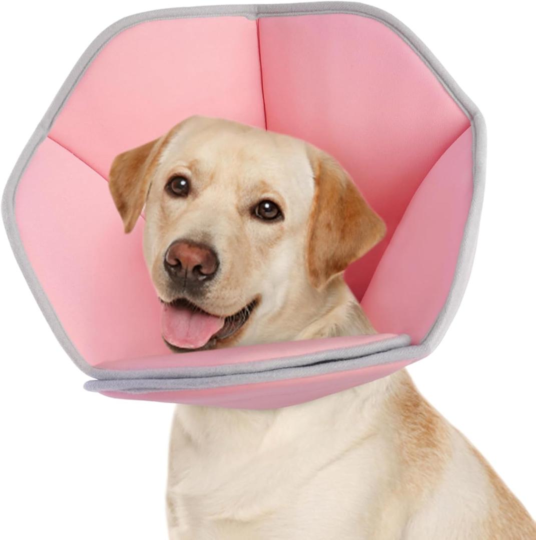 Dog Cone Collar Alternative After Surgery - Comfortable Dog Neck Recovery E-Collar for Small, Medium & Large Dogs - Post-Surgery Protective Collar, Pink Large