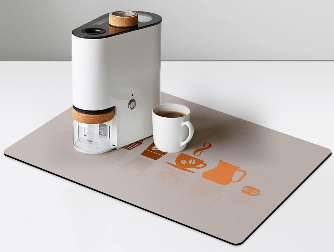 Golener Thick Coffee Maker Bar Mat Countertop,Quick dry mat,Bar Drying Mat,Coffee Bar Tray for Countertop,Coffee Nook Mat,Spill Mat (19"x12")