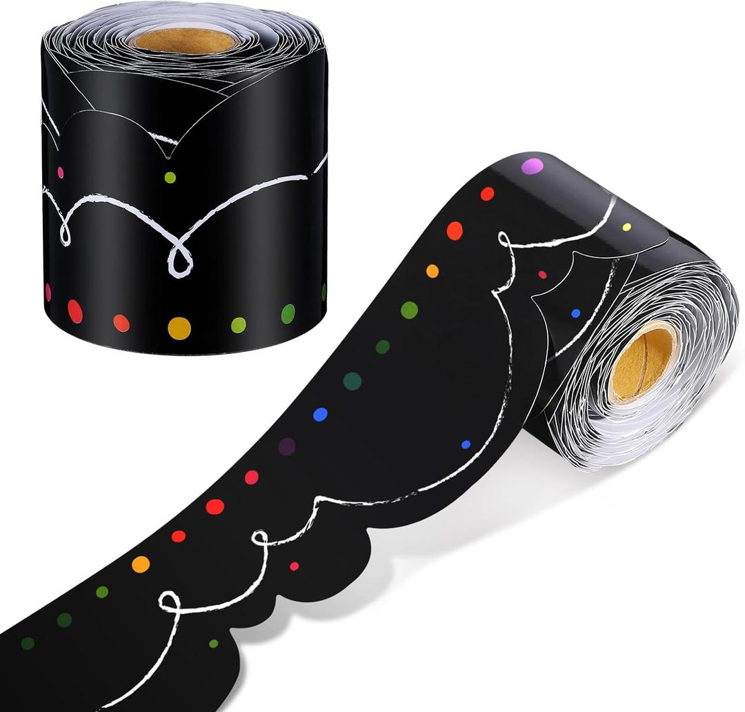 PerKoop 69 Feet Colored Coil Rolled Trim Border Boho Bulletin Board Die Cut Trim Painted Colored Coil Teachers Calendar Trimmer Border Border for School Chalkboard Wall Decor (Vivid)