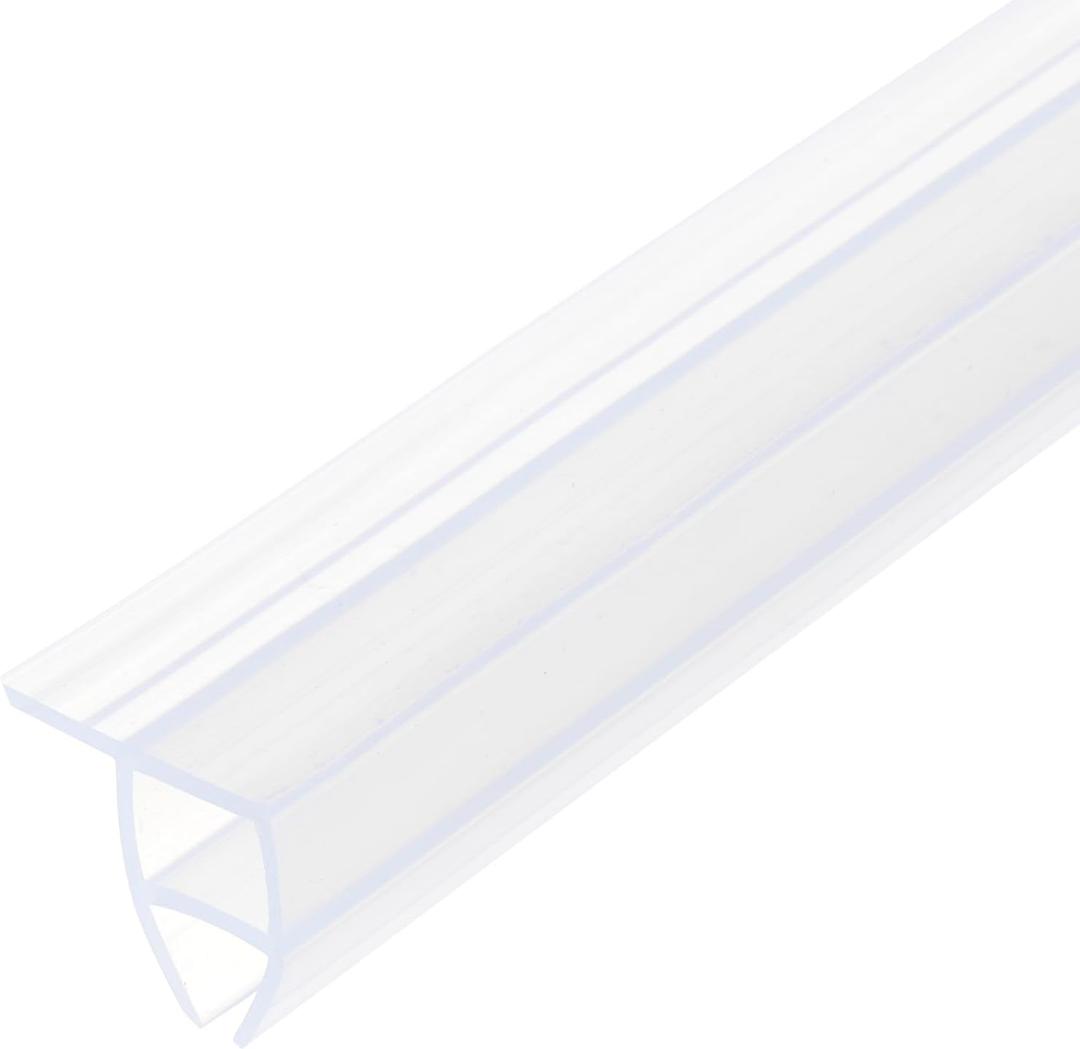 uxcell Shower Door Side Seal, Corner-Type Shower Door Sweep for 1/2" Glass 130" Long Silicone Frameless Glass Door Seal Strip, Stop Shower Leaks, Clear