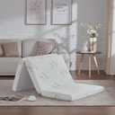 SINWEEK Memory Foam Folding Mattress, 4 Inch Foldable Trifold Mattress Topper, CertiPUR-US Certified Guest Bed with Cooling Cover & Waterproof Lining (Twin XL)