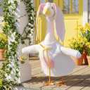 Easter Goose Outfit for Porch Goose, Bunny Porch Outfits Lawn Goose Clothing Costume for 23 Inch Outdoor Yard Garden (White)