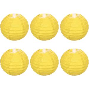 PATIKIL 4 Inch Paper Lanterns, 6 Pack Round Folding Hanging Lamp Shade for Wedding Home Party Festival Celebration, Yellow