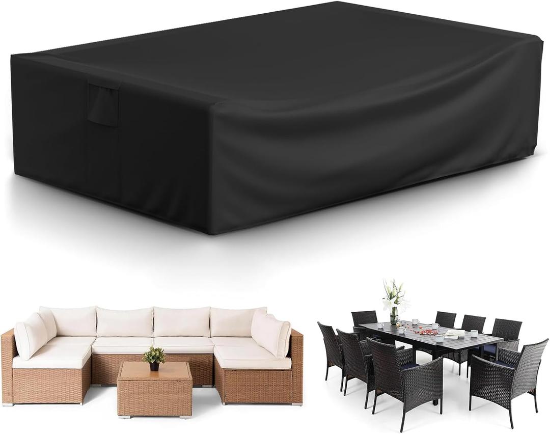Gasadar Patio Furniture Covers, Outdoor Furniture Cover Waterproof for Outdoor Sectional Sofa Set, Heavy Duty 600D, 126" L x 126" W x 28" H, Black