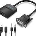 VENTION VGA to HDMI Adapter, Uni-Directional Gold-Plated VGA(Source) to HDMI(Display) Converter (Male to Female) with 0.5FT Audio Cable from PC, Monitor