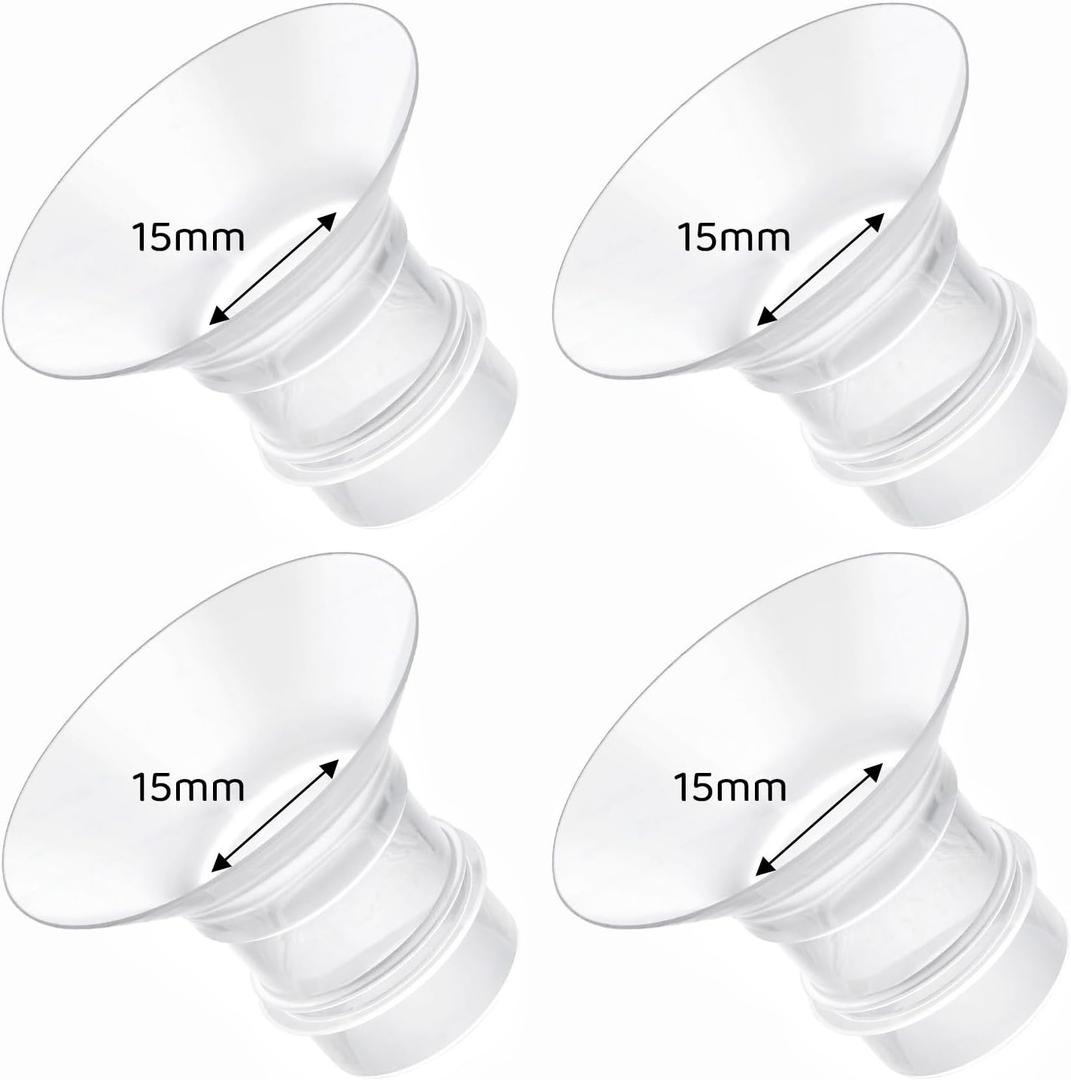 Flange Inserts 15mm Compatible with Medela/Spectra/TSRETE/Elvie/Momcozy/Bellababy Breast Pump 24mm Shields/Flanges, Reduce 24mm Nipple Tunnel Down to 15 mm, 4PCS