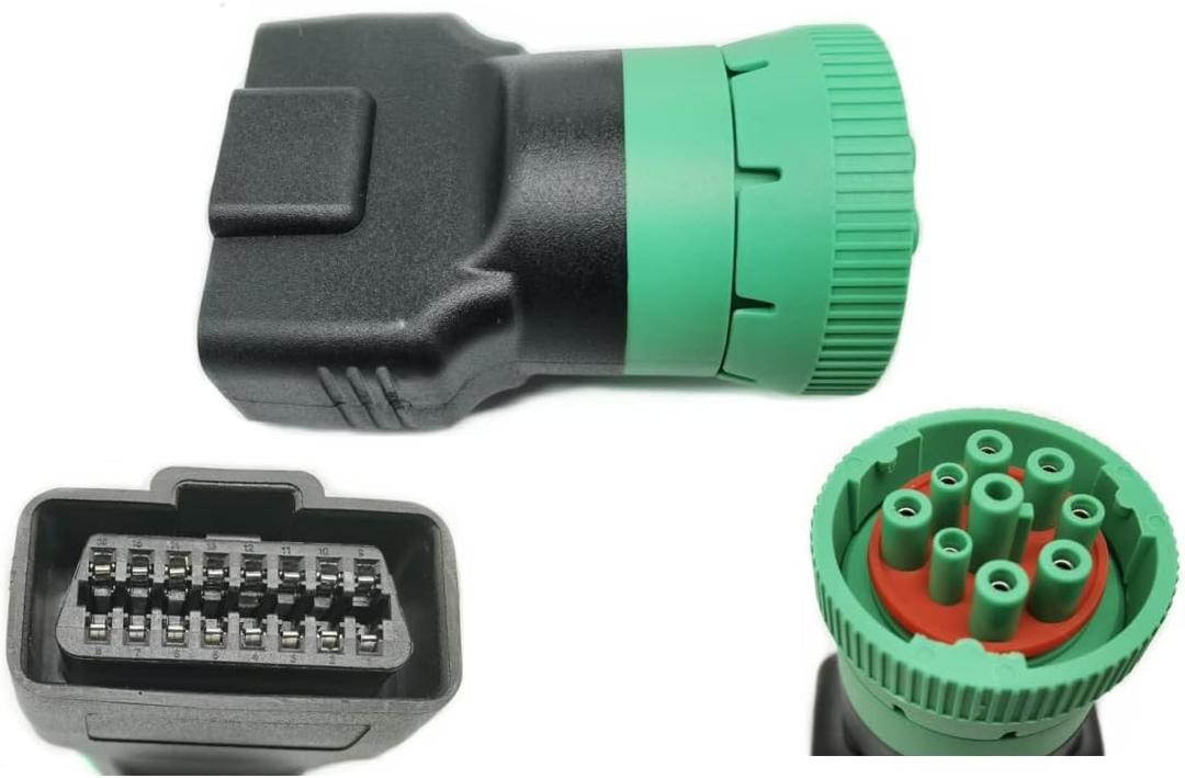 Type 2 Green 9pin J1939 to OBD2 16pin J1962 Female Adapter