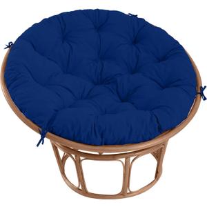 Papasan Chair Cushion Outdoor, Round Papasan Cushion Indoor with Ties, Waterproof Circle Seat Pad for Porch Patio Garden, 45 in Navy, Cushion Only (Dark Cerulean)