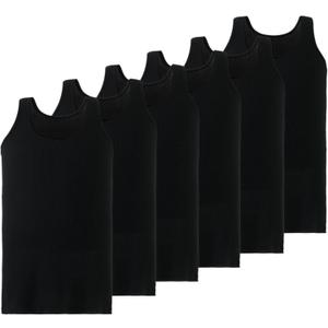 Mody Men's Undershirt Ribbed Tank Top, Crew Neck Cotton Mens Tank Tops, White Cotton Undershirt, Tagless Muscle Shirt 6 Pack (Black)