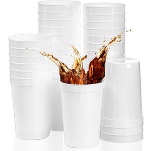 Fasmov 30 Pack 16 oz. Plastic Cups Plastic Tumblers Blank Reusable Drink Tumblers for Parties, Events, Marketing, Weddings, White