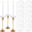 12Pcs Glass Bobeches for Candlestick HoldersCandle Drip Protectors Rings for Tapers, Clear Glass Rings Taper Candles Wax Catcher for Wedding Party Church Home, Accessories