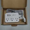 Flat Plug Power Strip with USB Ports, Flat Extension Cord 3FT with 3 AC Outlets 3 USB Ports, Short Extension Cord Outlet Splitter with No Surge Protector for Cruise Ship, Dorm Room Travel Essentials