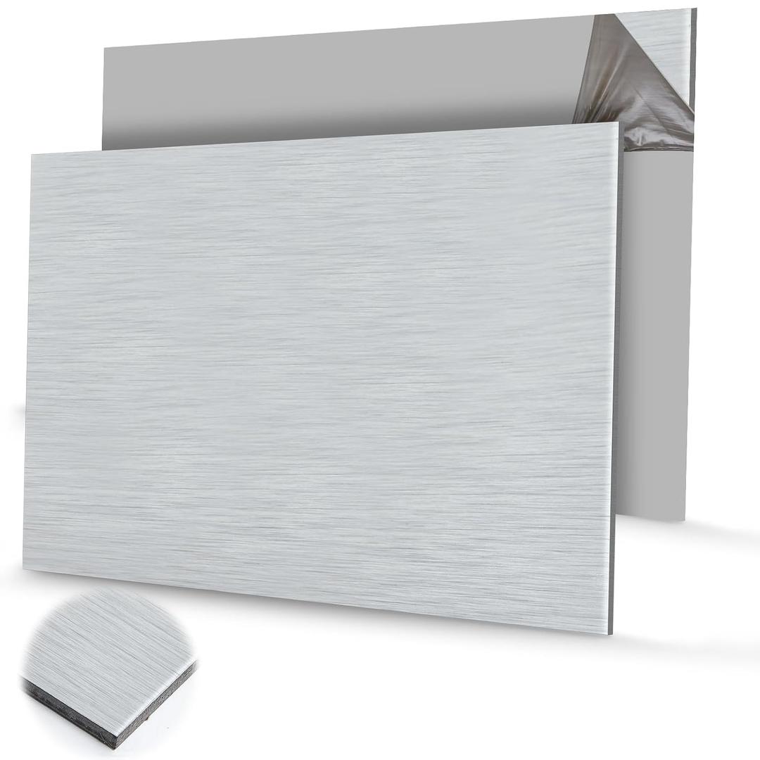 Blulu 2 Pcs Aluminum Composite Panel, 1/8" Thick Rectangle Aluminum Plastic Composite Sheet Plate for Industry Crafting Handcraft DIY Projects, Brushed Silver, 36"x24"