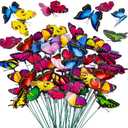 VGOODALL 50PCS Butterfly Garden Decorations, 11.8 inch Butterfly Stakes Ornaments Artificial Waterproof Butterflies for Flower Bouquet Outdoor Indoor Yard Art Patio Plant Pot Flower Bed Home Décor