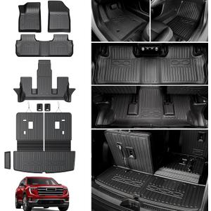 Floor Mats for 2017-2023 GMC Acadia 6 Passenger Captain Chairs-All Weather Cargo Mat with Backrest Mat for 2023 GMC Acadia Denali Accessories
