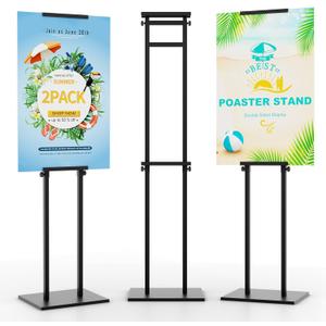 Poster Stand for Display, Sign Holder Floor Stand, Double Sided Banner Stand with Non-Slip Base, Metal Heavy Duty 75 Height Adjustable Standing Sign Holder for Board Foam 2 Pack Poster Stand for Display, Sign Holder Floor Stand, Double Sided Banner Stand with Non-Slip Base, Metal Heavy Duty 75 Height Adjustable Standing Sign Holder for Board Foam 2 Pack