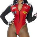 Forplay Womens 4pc. Racer Adult Sized Costumes, Red, Small/ Medium US