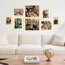 8.5x11 Picture Frame Set of 8, Gold Photo Frames for Gallery Wall Mounting, Display Pictures 6x8 with Mat or 8.5 by 11 Without, Certificate Frame with Plexiglass for Home Office Wall Decor